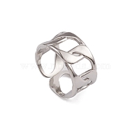 304 Stainless Steel Curb Chains Cuff Rings for Women, Stainless Steel Color, Inner Diameter: 16.8mm(RJEW-G285-07P)