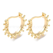 Brass Hoop Earrings Finding, for Half Drilled Beads and Rhinestone, Real 18K Gold Plated, 19x4.5x20.5mm, Pin: 1x0.6mm, Fit For 0.6mm Rhinestone(KK-F867-47G)