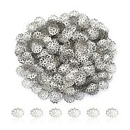 Iron Bead Caps, Multi-Petal, Platinum, 9mm, Hole: 1.5mm(IFIN-YW0001-69P)