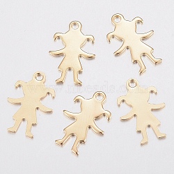 304 Stainless Steel Charms, Girl Silhouette Pendants, Golden, 16x11x0.8mm, Hole: 1.5mm(STAS-G179-85G)