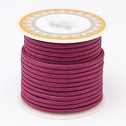Braided Polyester Cords, Round, Dark Red, 3mm, about 8.74 yards(8m)/roll(OCOR-D005-12)
