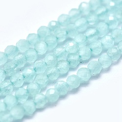 Cat Eye Beads Strands, Round, Faceted, Cyan, 2mm, Hole: 0.2mm, 14.17 inch(36cm), 174~184pcs/strand(CE-I005-A01)