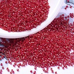 MIYUKI Delica Beads, Cylinder, Japanese Seed Beads, 11/0, (DB0214) Opaque Red Luster, 1.3x1.6mm, Hole: 0.8mm, about 2000pcs/bottle, 10g/bottle(SEED-JP0008-DB0214)
