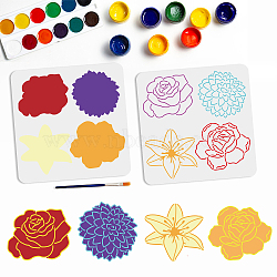 US 1 Set PET Hollow Out Drawing Painting Stencils, for DIY Scrapbook, Photo Album, with 1Pc Art Paint Brushes, Flower, 300x300mm, 1pc/style(DIY-MA0001-78)