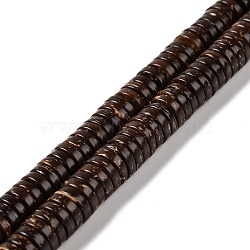 Coconut Beads Strands, Flat Round, Coconut Brown, 10x3mm, Hole: 1.5mm, about 109~110pcs/strand, 13.31''(33.8cm)(COCB-D003-02A)