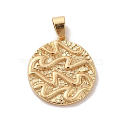 Real 18K Gold Plated Zodiac Theme Brass Pendants, Aquarius, 22.5~23x20.5~21x2~3mm, Hole: 6x4mm(KK-M273-04A-G)