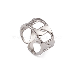 304 Stainless Steel Curb Chains Cuff Rings for Women, Stainless Steel Color, Inner Diameter: 16.8mm(RJEW-G285-07P)