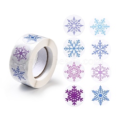 Christmas Themed Flat Round Roll Stickers, Self-Adhesive Paper Gift Tag Stickers, for Party, Decorative Presents, Snowflake Pattern, 25x0.1mm, about 500pcs/roll(DIY-B045-04A)