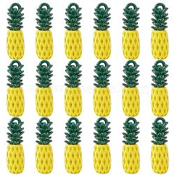 20Pcs Spray Painted Alloy Pendants, Imitation Fruit, 3D Pineapple Charm, Champagne Yellow, 23x7.5mm, Hole: 2mm(FIND-SC0004-72)