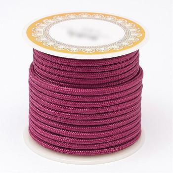Braided Polyester Cords, Round, Dark Red, 3mm, about 8.74 yards(8m)/roll
