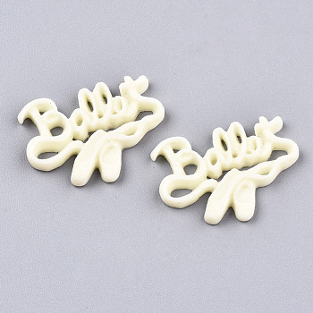 Opaque Resin Cabochons, Word with Ballet, Cornsilk, 21x29x3mm