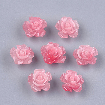 Synthetic Coral Beads, Dyed, Flower, Cerise, 12x12x7mm, Hole: 1mm
