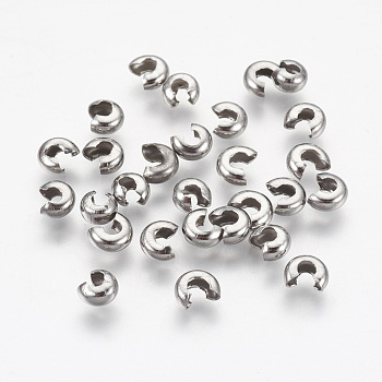 304 Stainless Steel Crimp Beads Covers, Stainless Steel Color, 4.5mm In Diameter, Hole: 2mm