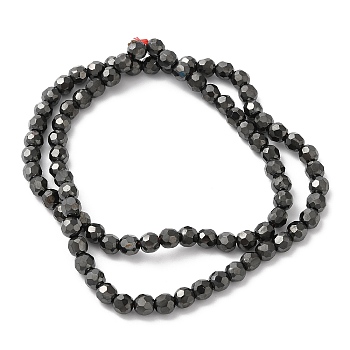 Non-magnetic Synthetic Hematite Round Beaded Necklaces, Black, 15.75~15.98 inch(40~40.6cm)