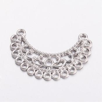 Chandelier Component, Alloy Links, Cadmium Free & Lead Free, Moon, Platinum Color, about 23.5mm long, 35mm wide, 1.5mm thick, hole: 1.5mm