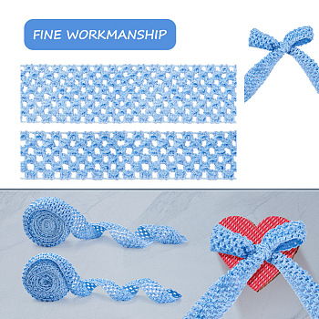 2 Rolls 2 Sizes Polyester Elastic Ribbon, for Hair Band Making, Cornflower Blue, 1roll/style