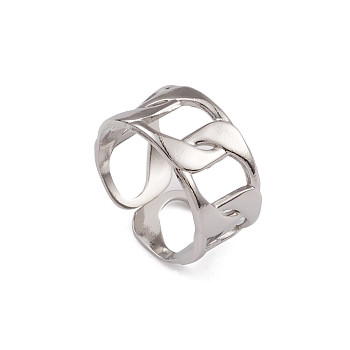 304 Stainless Steel Curb Chains Cuff Rings for Women, Stainless Steel Color, Inner Diameter: 16.8mm