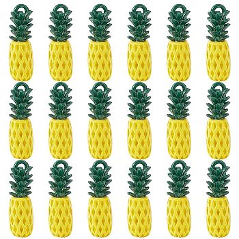 20Pcs Spray Painted Alloy Pendants, Imitation Fruit, 3D Pineapple Charm, Champagne Yellow, 23x7.5mm, Hole: 2mm