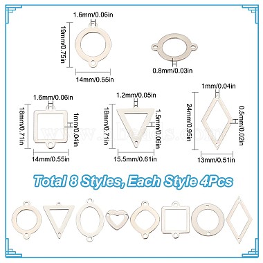 32Pcs 8 Styles Stainless Steel Connector Charms(STAS-SC0005-07)-2