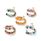 Dyed Natural Agate Round Beaded Open Cuff Ring(RJEW-JR00561)-1