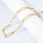 304 Stainless Steel Texture Oval Link Chain Necklaces, Ion Plating(IP), Real 18K Gold Plated, 23.78 inch(60.4cm)(NJEW-K305-06G)