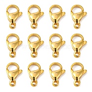 304 Stainless Steel Lobster Claw Clasps, Parrot Trigger Clasps, Manual Polishing, Real 24K Gold Plated, 13x8x4mm, Hole: 1.5mm(STAS-R050-13x8mm-02)