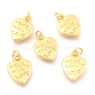 Alloy Charms, Long-Lasting Plated, with Jump Ring, Heart with Word Made with Love, Real 18K Gold Plated, 12.5x10x1.8mm, Hole: 2.5mm(PALLOY-B024-15G)