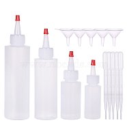 Plastic Glue Bottles Makings, with Plastic Dropper, Bottle Caps, Funnel Hopper, Clear, 50x55mm, Hole: 4.5mm(DIY-BC0002-32)
