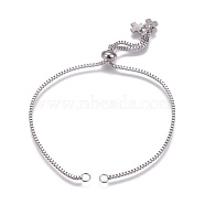 Stainless Steel Slider Bracelet Making, with Box Chains, Cross, Stainless Steel Color, Single Chain: 4-1/4 inch(10.9cm), Total Length about 8-5/8 inch(21.8cm)(X-AJEW-JB00478-01)