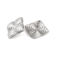 304 Stainless Steel Earrings, Square, Platinum, 36.5x36.5mm(EJEW-O004-05P)