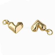Brass Charms, with Jump Rings, Nickel Free, Heart, Real 18K Gold Plated, 10.5x14x5mm, Jump Ring: 5x1mm, 3mm inner diameter(KK-N233-209)