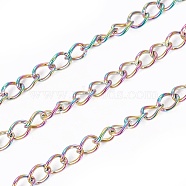 Ion Plating(IP) 304 Stainless Steel Curb Chains, with Spool, Soldered, Rainbow Color, 4x2.5x0.5mm, about 32.8 Feet(10m)/roll(CHS-I003-P01)