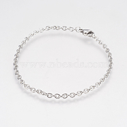 304 Stainless Steel Cable Chain Bracelets, with Lobster Claw Clasps, Stainless Steel Color, 7-1/2 inch(191mm)(BJEW-F298-01P)