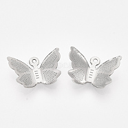 201 Stainless Steel Pendants, Butterfly, Stainless Steel Color, 11x15.5x3mm, Hole: 1mm(X-STAS-N087-01)