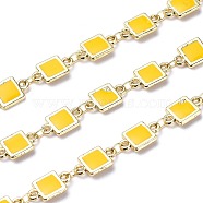 Handmade Alloy Enamel Square Link Chains, with Spool, Soldered, Long-Lasting Plated, Lead Free & Cadmium Free, Golden, Gold, 12x7x1.7mm, about 16.4 Feet(5m)/roll(ENAM-F138-06B-RS)
