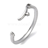 304 Stainless Steel Open Cuff Rings, Heart with Moon, Stainless Steel Color, Inner Diameter: 18mm(RJEW-H219-01P)