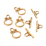 Ion Plating(IP) 304 Stainless Steel Toggle Clasps, Golden, Ring: 22.5x15x2mm, Hole: 6mm, Inner Diameter: 6x3.5mm, Bar: 22x10x2mm, Hole: 5x4mm(STAS-D142-03A-G)