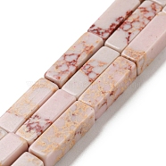 Synthetic Imperial Jasper Dyed Beads Strands, Rectangle, PeachPuff, 13~13.5x4~4.5x4~4.5mm, Hole: 1.4mm, about 28~29pcs/strand, 14.49''~14.96''(36.8~38cm)(G-D077-C01-05)