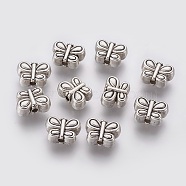Tibetan Style Alloy Beads, Cadmium Free & Lead Free, Butterfly, Antique Silver, about 10.5mm long, 8mm wide, 4.5mm thick, hole: 1mm(X-TIBEB-6715-AS-R)