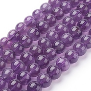 Natural Amethyst Beads Strands, Dyed, Round, Indigo, 8mm, Hole: 1mm; about 24pcs/strand, 7 inch(G-G099-8mm-2)
