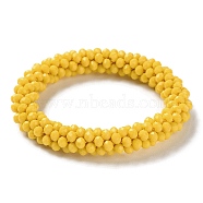 Crochet Glass Beads Braided Stretch Bracelet, Nepel Boho Style Bracelet, Gold, Inner Diameter: 1-7/8 inch(4.9cm)(BJEW-S144-002E-13)