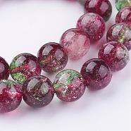 Natural Crackle Quartz Beads Strands, Dyed, Round, Brown, 12mm, Hole: 1mm, about 16pcs/strand, 8 inch(G-K084-12mm-08B)