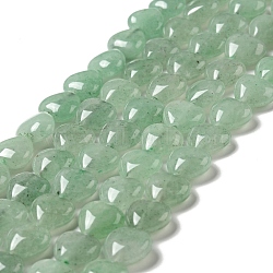 Natural Green Aventurine Beads Strands, Heart, 12x12~12.5x5~5.5mm, Hole: 1.2mm, about 33~34pcs/strand, 15.35''(39cm)(G-B022-11C)
