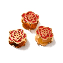 304 Stainless Steel Snap on Bails, with Enamel, Plum Blossom, Red, Golden, 12x10x3.5mm, Pin: 0.9mm(STAS-I193-06G)