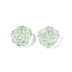 Transparent ABS Plastic Beads, Half Drilled, Flower, Pale Green, 15x16x6.5mm, Hole: 1.2mm(KY-G019-01K)