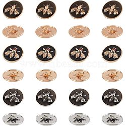 1-Hole Alloy Enamel Shank Buttons, Flat Round with Bees Pattern, Mixed Color, 25x8~9mm, Hole: 2mm, 8pcs/style(BUTT-OC0001-31)