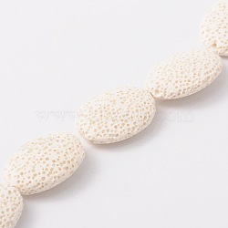 Dyed Oval Synthetic Lava Rock Beads Strands, White, 26~27x20~21x8mm, Hole: 1mm, about 15pcs/strand, 15.3 inch(G-N0111-11)