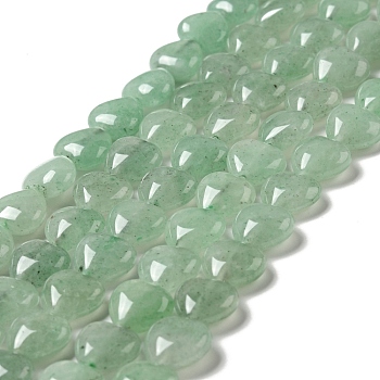 Natural Green Aventurine Beads Strands, Heart, 12x12~12.5x5~5.5mm, Hole: 1.2mm, about 33~34pcs/strand, 15.35''(39cm)