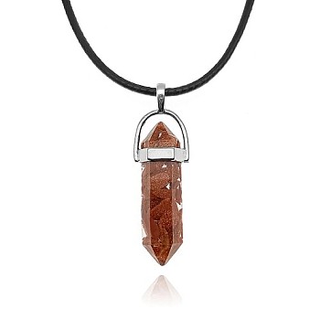 Synthetic Goldstone Pendant Necklaces, Bullets, 19.69 inch(50cm)