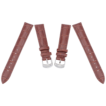 Gorgecraft Leather Watch Bands, with Stainless Steel Clasps, Saddle Brown, 88x18x2mm, 125x16x2mm